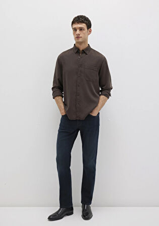 Kahverengi Tencel TM Liyosel Gömlek 0211647-70219