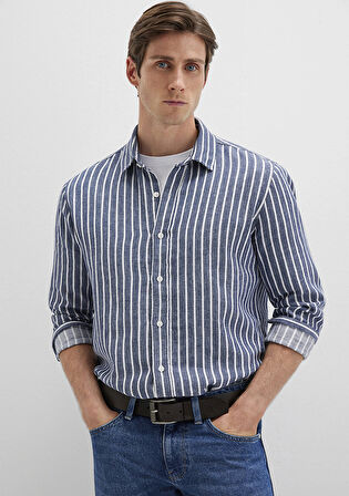 Mavi 0211698-90917 Çizgili Renkli Gömlek