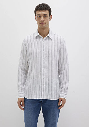 Çizgili Beyaz Gömlek 0211695-90914
