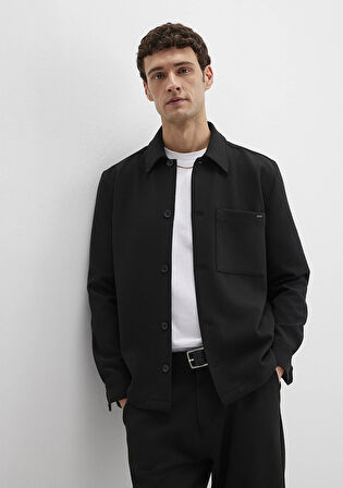 Cep Detaylı Siyah Gömlek 0211677-900