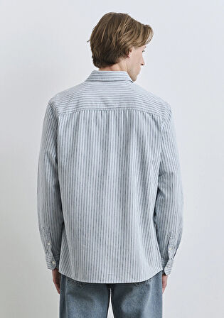 Mavi 0211696-90915 Çizgili Mavi Gömlek