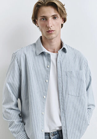 Çizgili Mavi Gömlek 0211696-90915