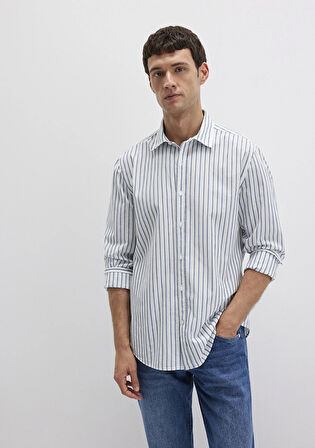 Mavi Çizgili Beyaz Gömlek 0211705-90928