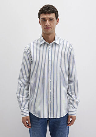 Mavi Çizgili Beyaz Gömlek 0211705-90928