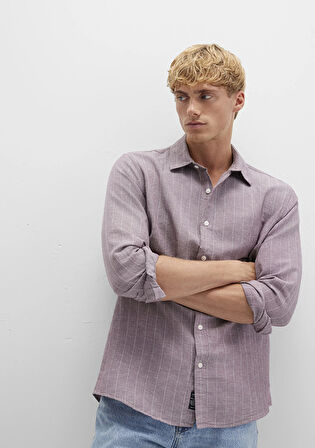 Çizgili Mor Gömlek 0211704-90926