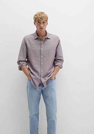 Çizgili Mor Gömlek 0211704-90926