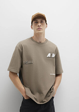 Baskılı Kahverengi Tişört 0612912-70355