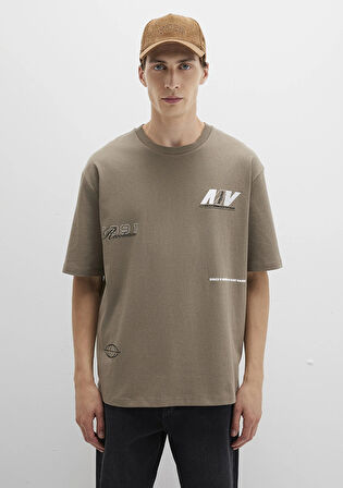 Baskılı Kahverengi Tişört 0612912-70355