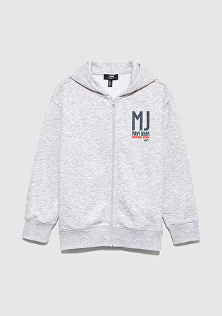MJ Baskılı Kapüşonlu Gri Sweatshirt 6S10138-88467