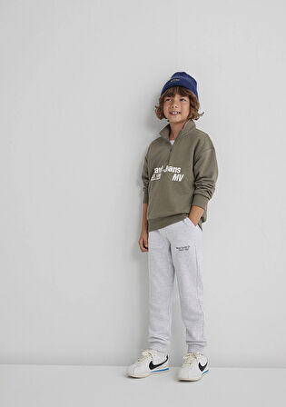 Baskılı Gri Eşofman Altı 6010021-88467