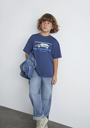 Baskılı Lacivert Tişört 6610363-87737