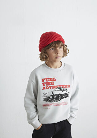 Baskılı Gri Sweatshirt 6S10126-90782