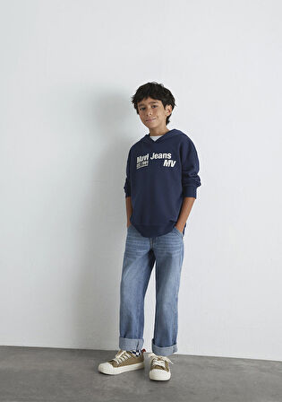 Mavi Jeans Basklı Kapüşonlu Lacivert Sweatshirt 6S10141-82318