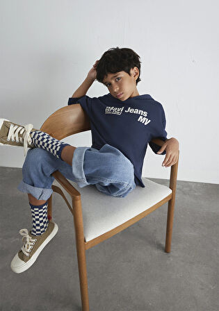 Mavi Jeans Basklı Kapüşonlu Lacivert Sweatshirt 6S10141-82318