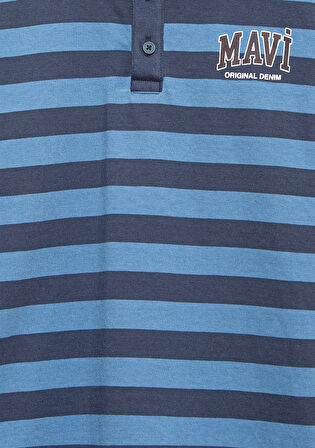 Çizgili Mavi Polo Tişört 6610353-89154