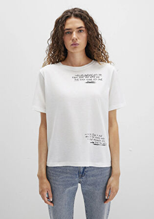 Baskılı Beyaz Tişört 1613485-70057