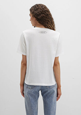 Baskılı Beyaz Tişört 1613485-70057