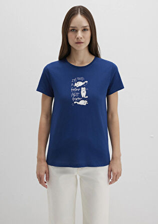 Kedi Baskılı Lacivert Tişört 1613471-82625