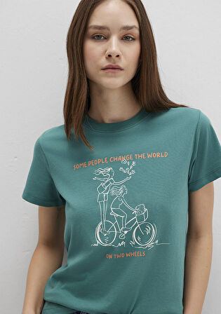 Bisiklet Baskılı Yeşil Tişört 1613465-71913