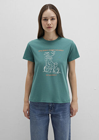 Bisiklet Baskılı Yeşil Tişört 1613465-71913