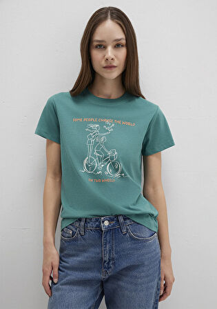 Bisiklet Baskılı Yeşil Tişört 1613465-71913