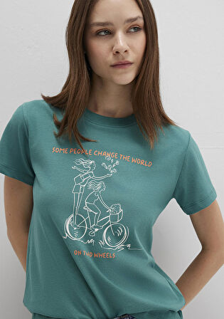 Bisiklet Baskılı Yeşil Tişört 1613465-71913