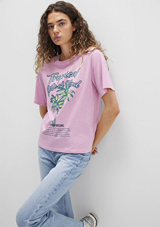 Plaj Baskılı Pembe Tişört 1613490-71031