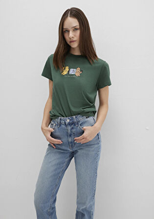 Kedi Baskılı Yeşil Tişört 1613472-71924