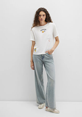 Sunrise Baskılı Beyaz Tişört 1613523-80194