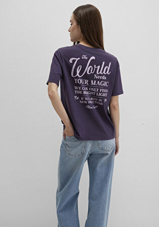 Baskılı Mor Tişört 1613486-70688