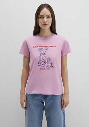 Bisiklet Baskılı Pembe Tişört 1613465-71031