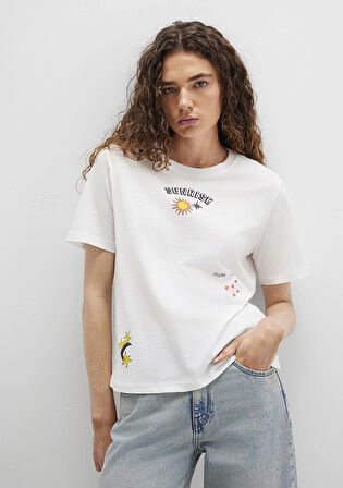 Sunrise Baskılı Beyaz Tişört 1613523-80194