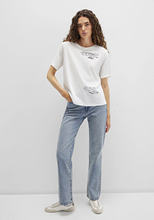 Baskılı Beyaz Tişört 1613485-70057