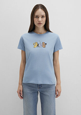 Kedi Baskılı Mavi Tişört 1613472-88024