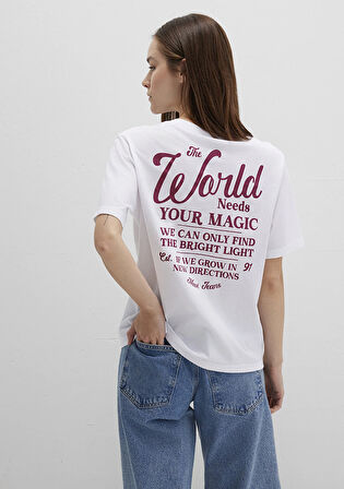 Baskılı Beyaz Tişört 1613486-620