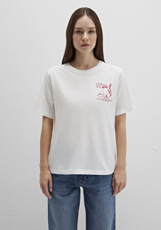 Kedi Baskılı Ekru Tişört 1613474-70057