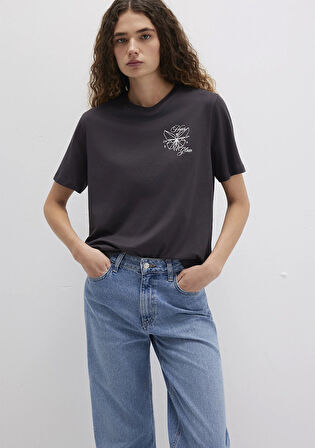 Kelebek Baskılı Antrasit Tişört 1613459-70087