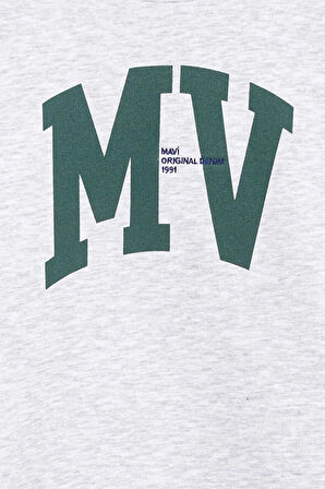 MV Baskılı Gri Sweatshirt 6S10054-88467