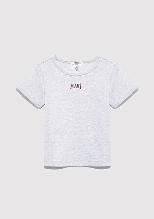 Mavi Logo Baskılı Gri Tişört 7610350-88467