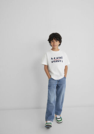 Mavi Logo Baskılı Ekru Tişört 6610397-70057