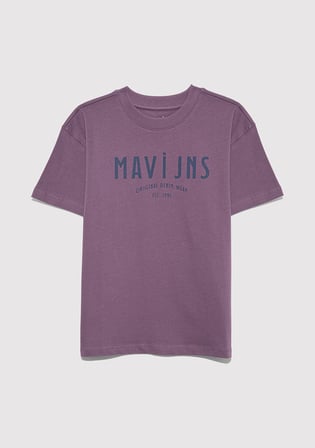 Mavi 6610396-70656 Mavi Jns Baskılı Mor Tişört