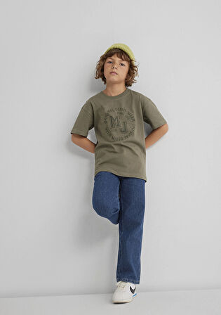 MJ Logo Baskılı Haki Tişört 6610395-86961