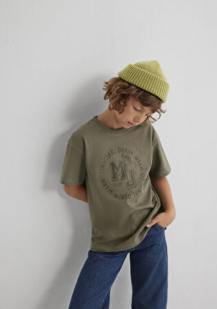 MJ Logo Baskılı Haki Tişört 6610395-86961