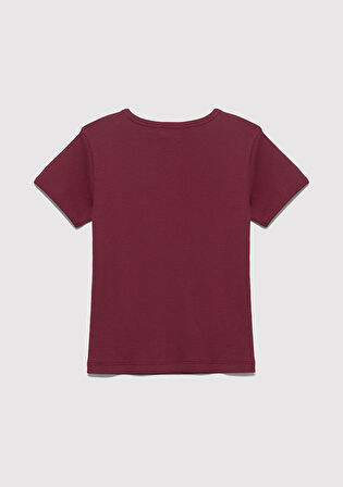 Mavi Logo Baskılı Bordo Tişört 7610350-70393