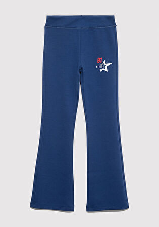 İspanyol Paça Baskılı Lacivert Tayt 7010031-70721