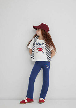 İspanyol Paça Baskılı Lacivert Tayt 7010031-70721