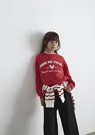 Baskılı Kırmızı Sweatshirt 7S10131-84538