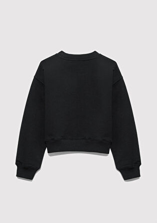 Köpek Nakışlı Siyah Sweatshirt 7S10132-900