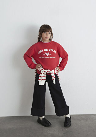 Baskılı Kırmızı Sweatshirt 7S10131-84538