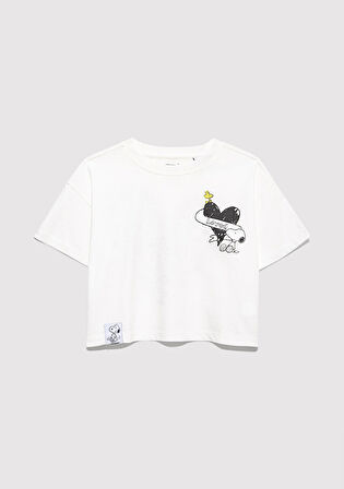 Peanuts Baskılı Ekru Tişört 7610373-70057